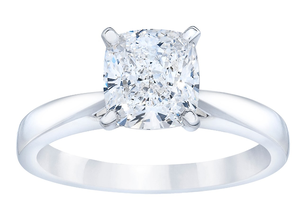 Platinum diamond ring on a white background