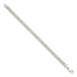 925 Sterling Silver 6.4mm Domed Curb Chain with Lobster Clasp